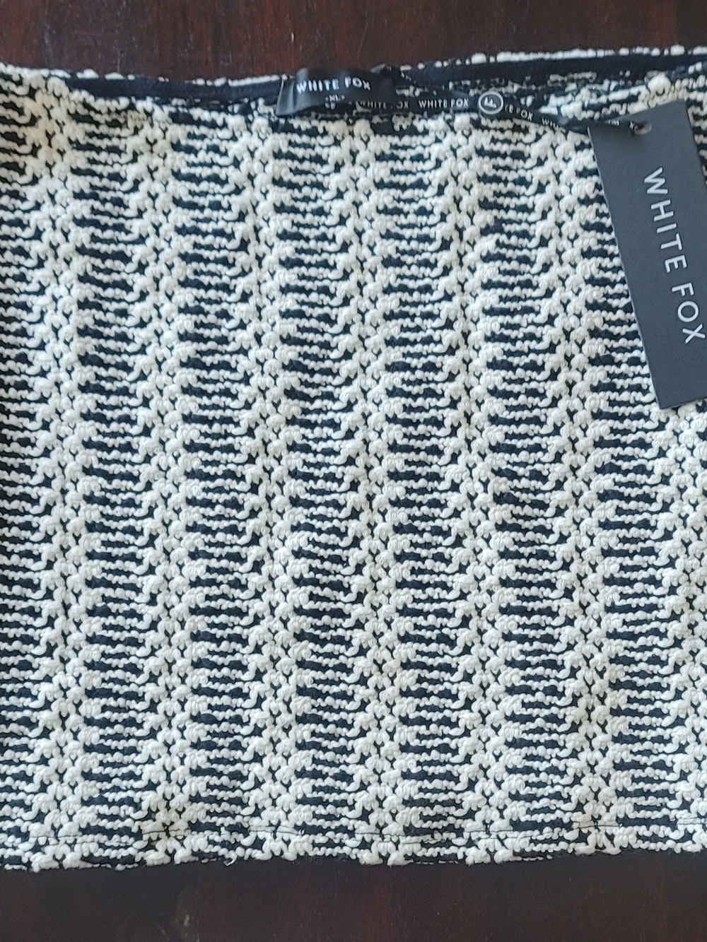 White Fox Boutique Black and White Knit Mini Skirt